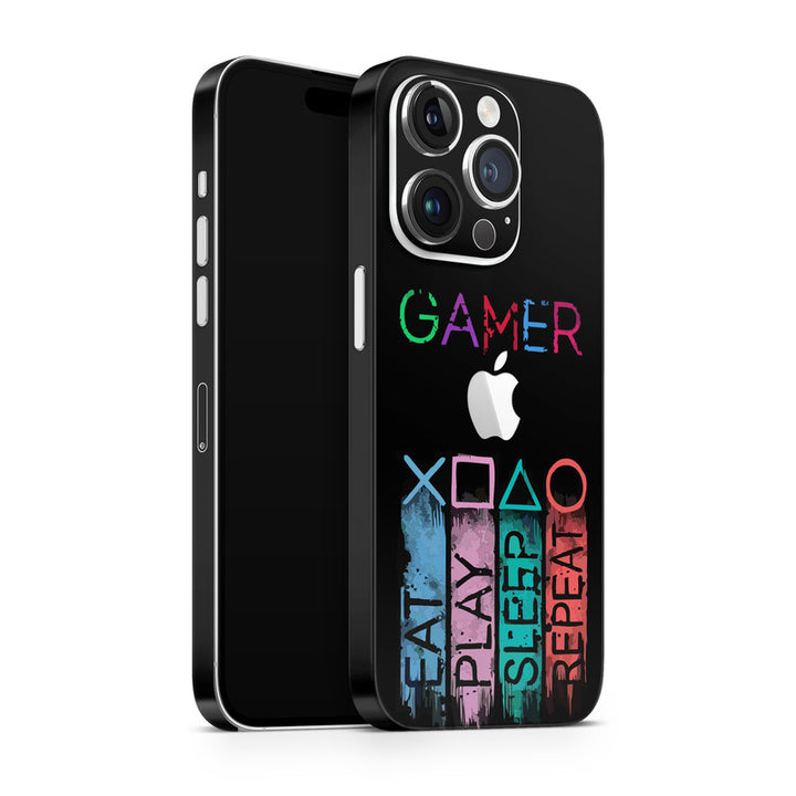 Apple iPhone Skin Wrap - Play Sleep Symbol Gamer Design - SkinsLegend