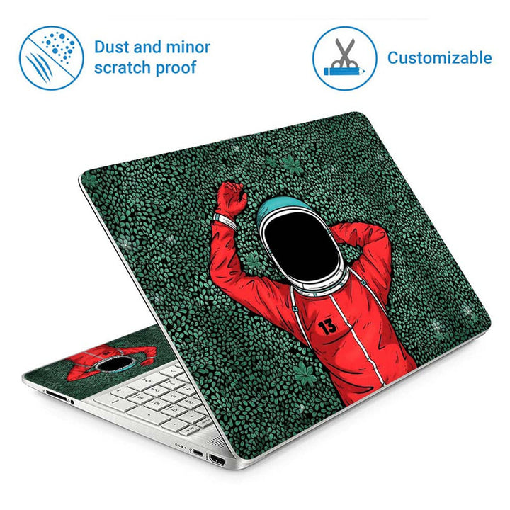 Full Panel Laptop Skin - Astronaut Green Leaves