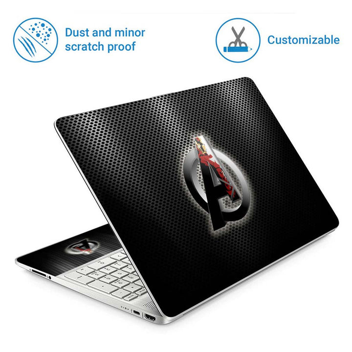 Full Panel Laptop Skin - Avengers Logo Iron Man Metal