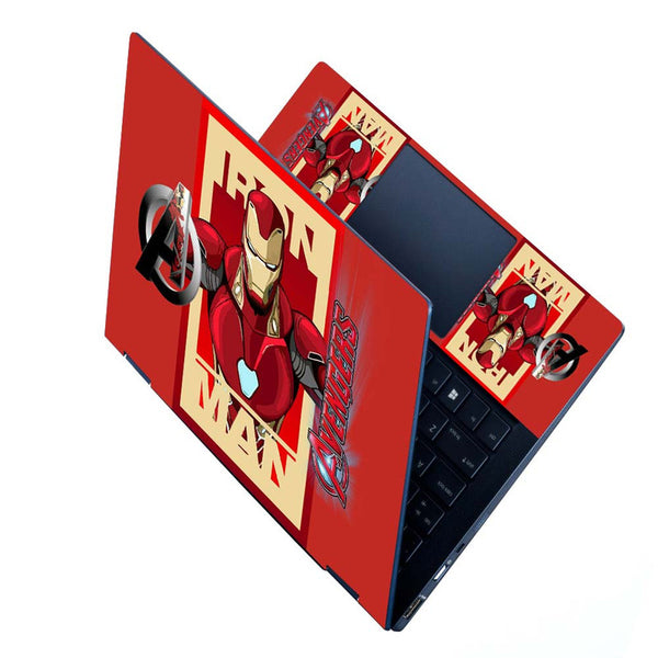 Full Panel Laptop Skin - Avengers Logo Iron Man Red