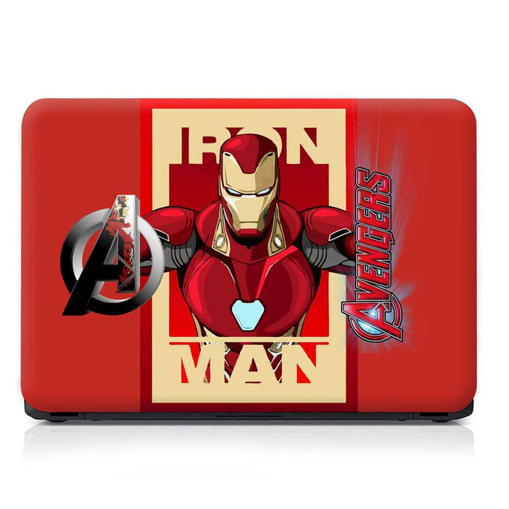 Full Panel Laptop Skin - Avengers Logo Iron Man Red