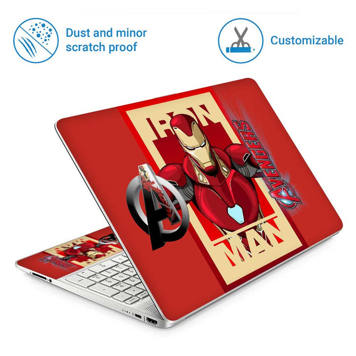 Full Panel Laptop Skin - Avengers Logo Iron Man Red