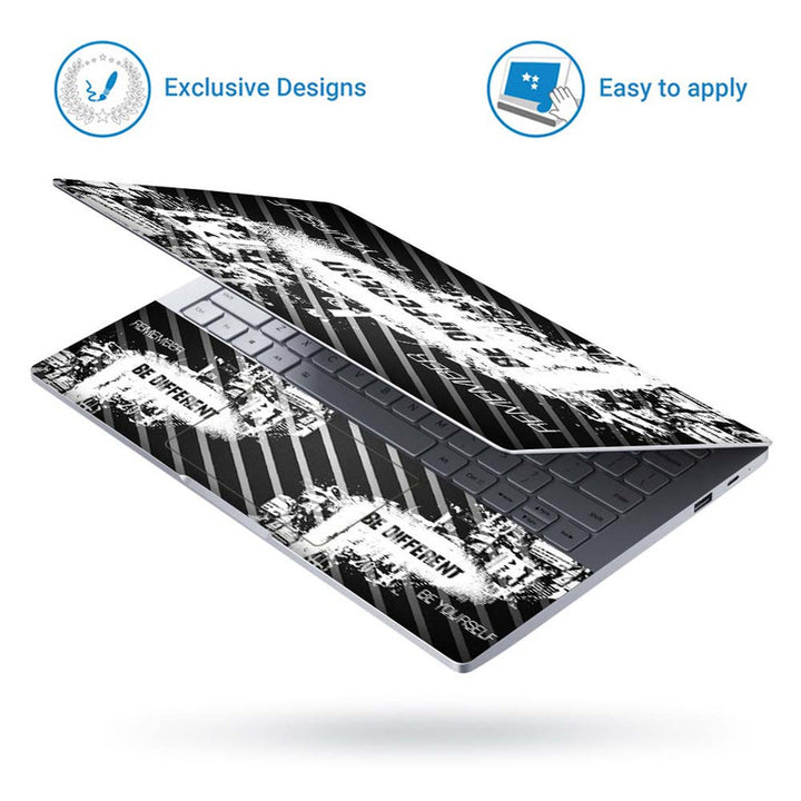 Full Panel Laptop Skin - Be Different Grey Black Liner