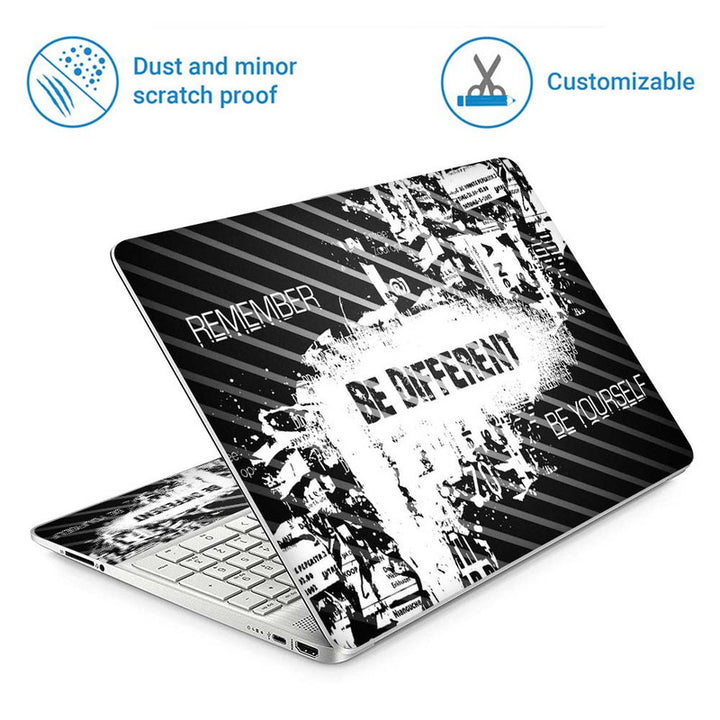 Full Panel Laptop Skin - Be Different Grey Black Liner