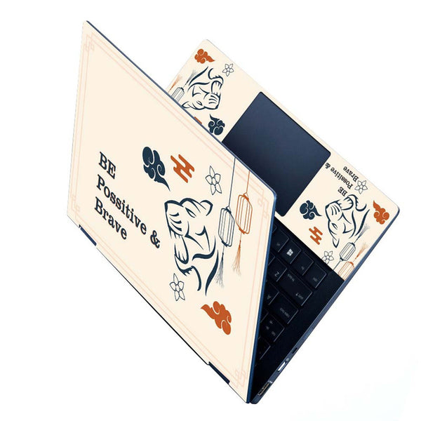 Full Panel Laptop Skin - Be Possitive and Brave Tiger