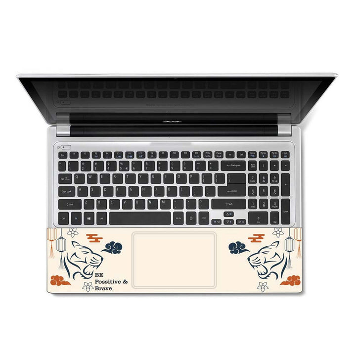 Full Panel Laptop Skin - Be Possitive and Brave Tiger