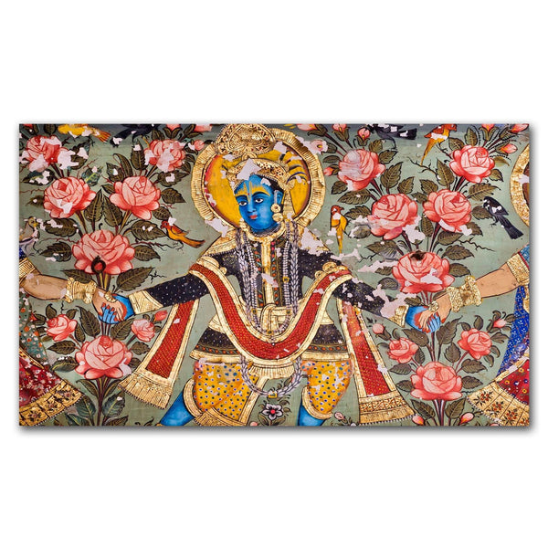 FineArts Rolled Canvas Painting - Beautiful Blue Krishna Dance