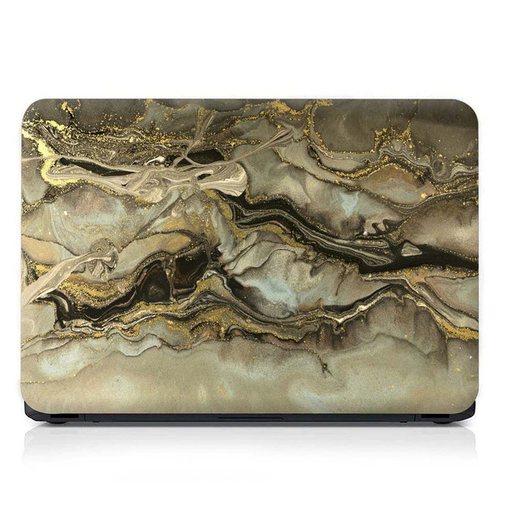 Full Panel Laptop Skin - Beige and Golden Marble Pattern