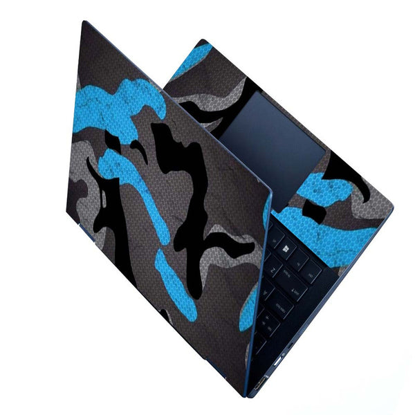 Full Panel Laptop Skin - Black Blue Camouflage