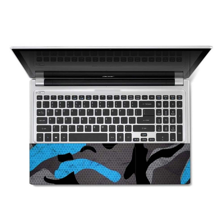 Full Panel Laptop Skin - Black Blue Camouflage