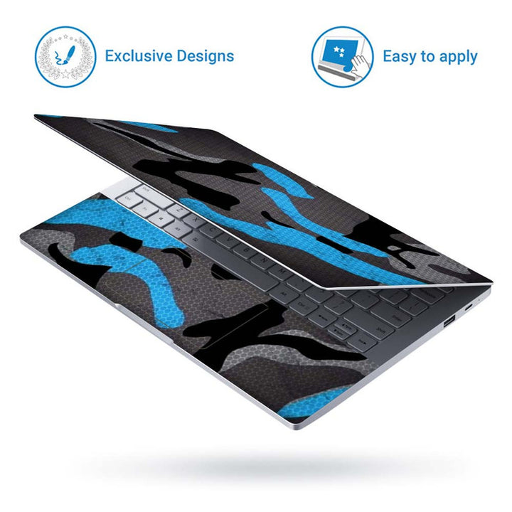 Full Panel Laptop Skin - Black Blue Camouflage