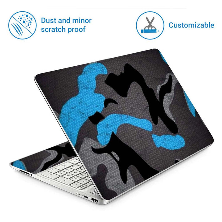 Full Panel Laptop Skin - Black Blue Camouflage