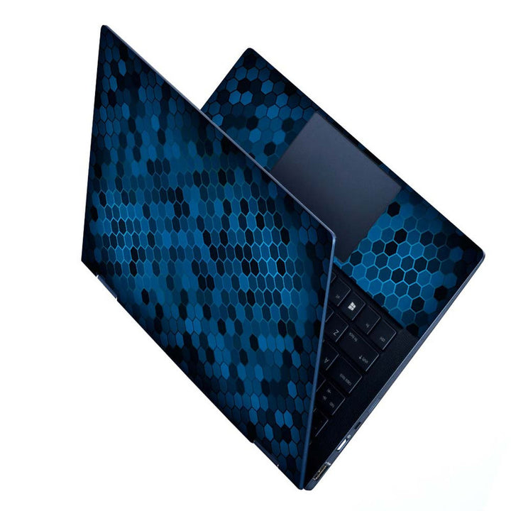 Full Panel Laptop Skin - Black Blue Honeycomb