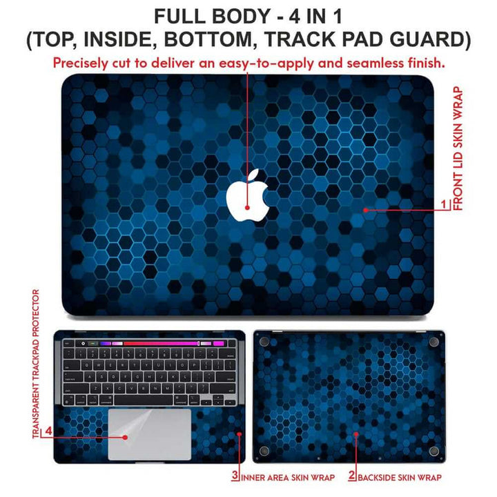 Laptop Skin for Apple MacBook - Black Blue Honeycomb - SkinsLegend