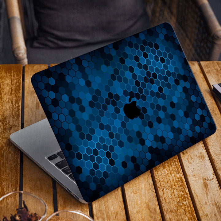 Laptop Skin for Apple MacBook - Black Blue Honeycomb - SkinsLegend