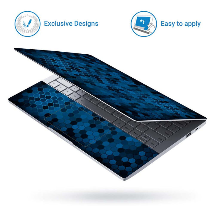 Full Panel Laptop Skin - Black Blue Honeycomb