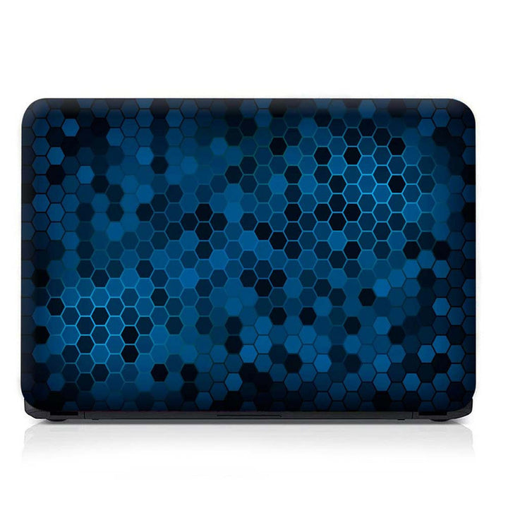 Full Panel Laptop Skin - Black Blue Honeycomb