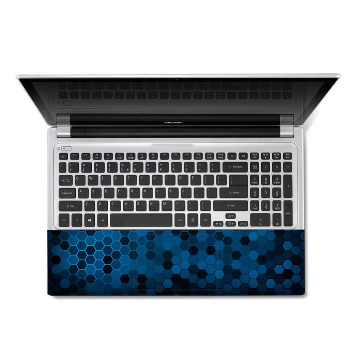 Full Panel Laptop Skin - Black Blue Honeycomb