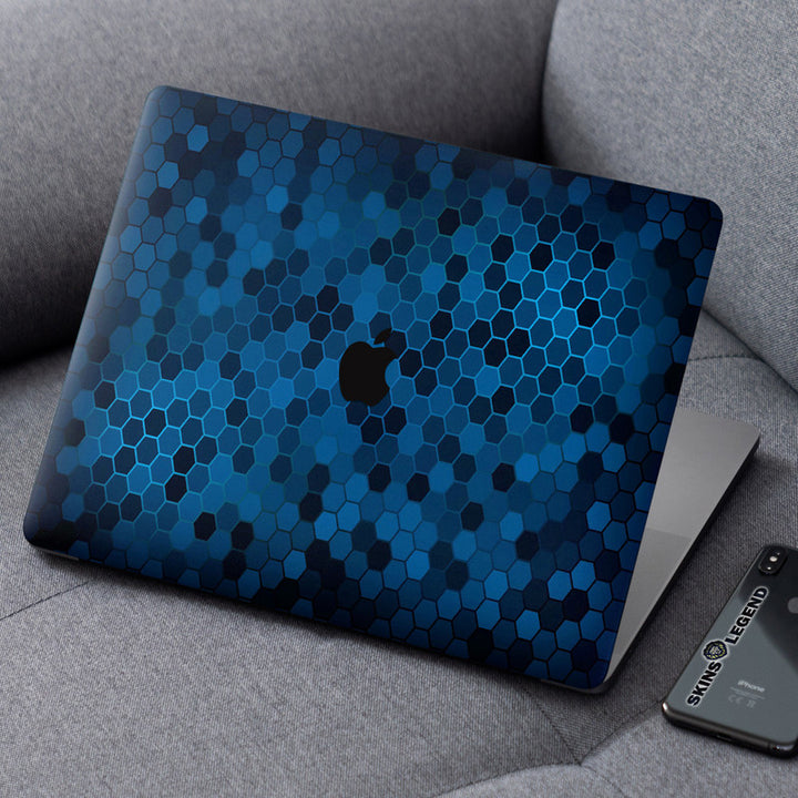 Laptop Skin for Apple MacBook - Black Blue Honeycomb - SkinsLegend