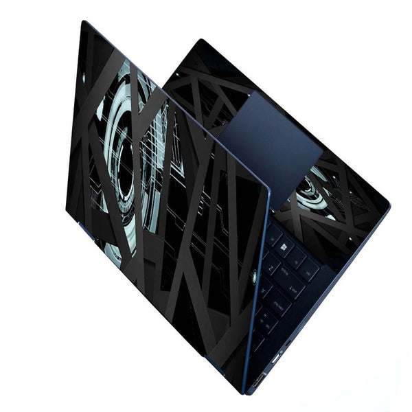 Full Panel Laptop Skin - Black Circle