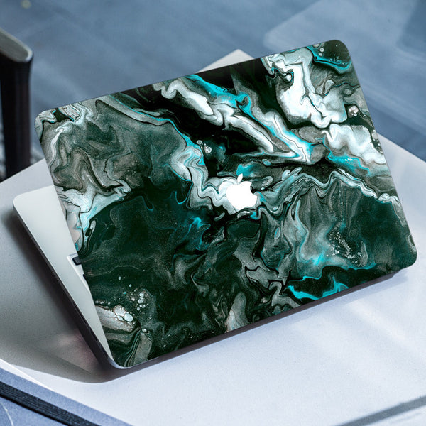 Laptop Skin for Apple MacBook - Black Cyan Marble Series - SkinsLegend