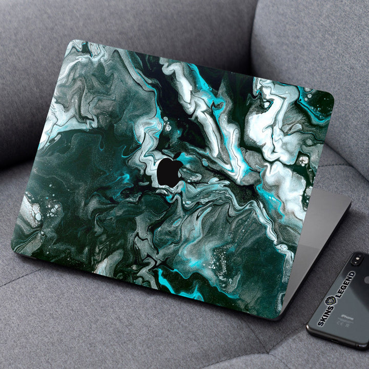 Laptop Skin for Apple MacBook - Black Cyan Marble Series - SkinsLegend