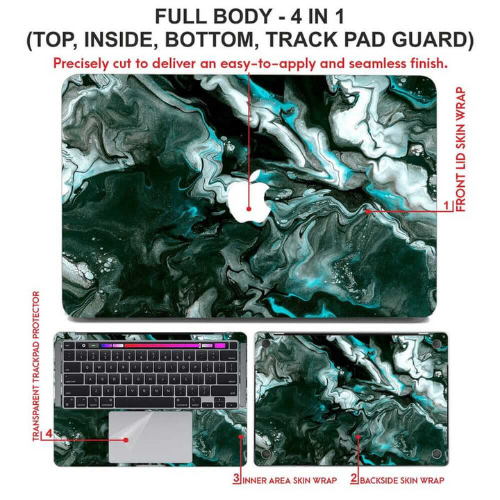 Laptop Skin for Apple MacBook - Black Cyan Marble Series - SkinsLegend