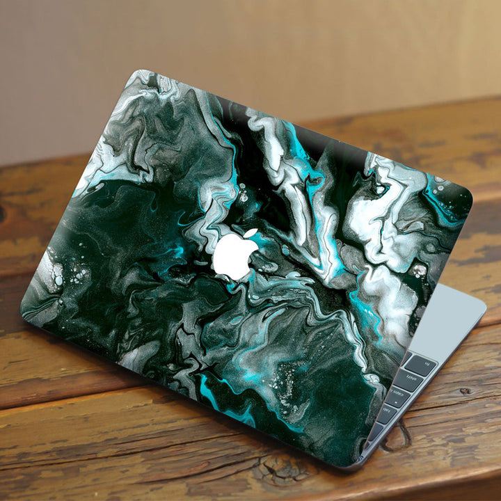 Laptop Skin for Apple MacBook - Black Cyan Marble Series - SkinsLegend