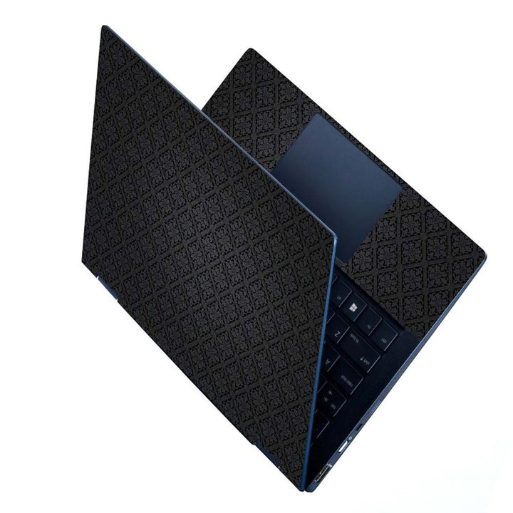 Full Panel Laptop Skin - Black Floral Pattern