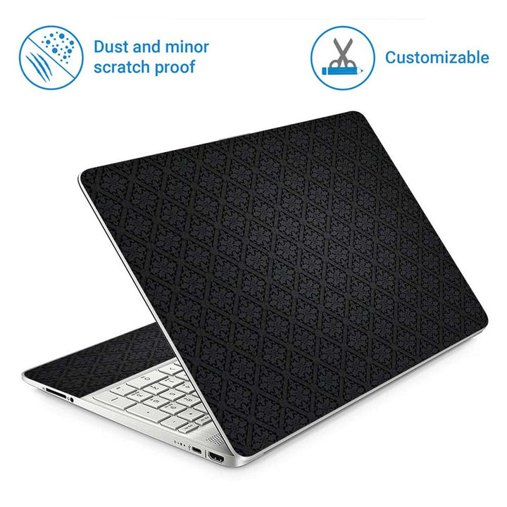 Full Panel Laptop Skin - Black Floral Pattern