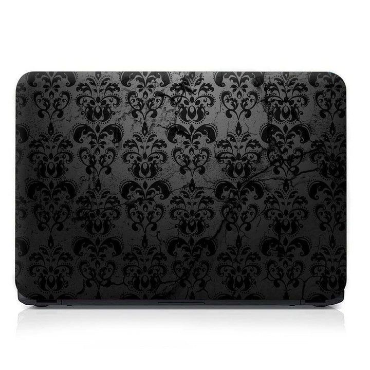 Full Panel Laptop Skin - Black Floral on Ruff Leather