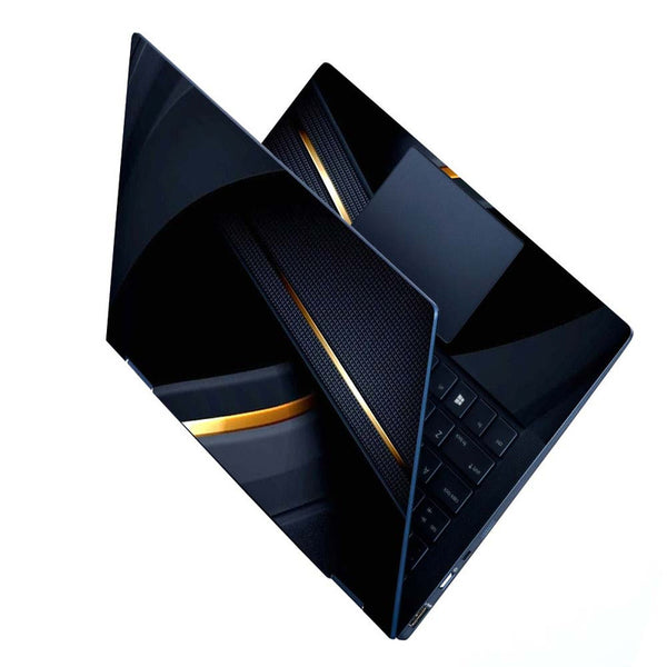 Full Panel Laptop Skin - Black Golden Flash Art