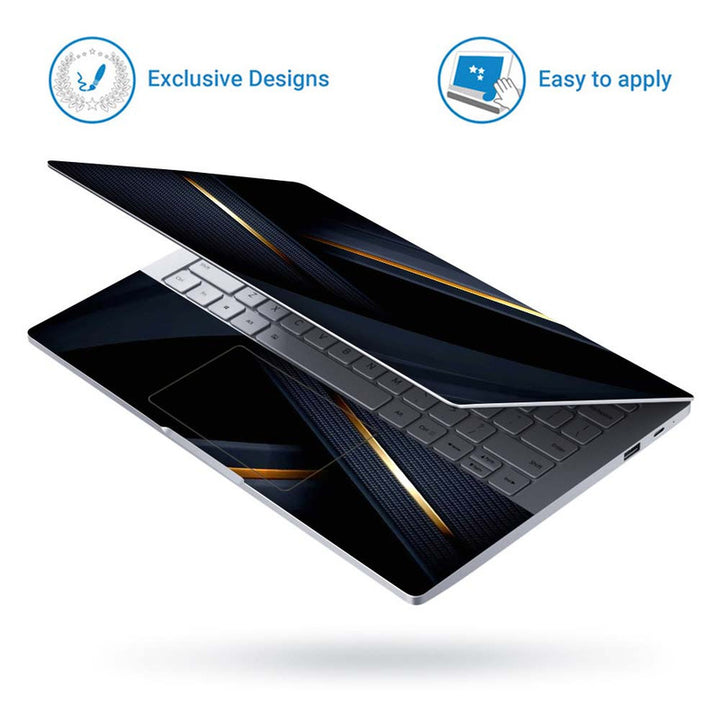 Full Panel Laptop Skin - Black Golden Flash Art