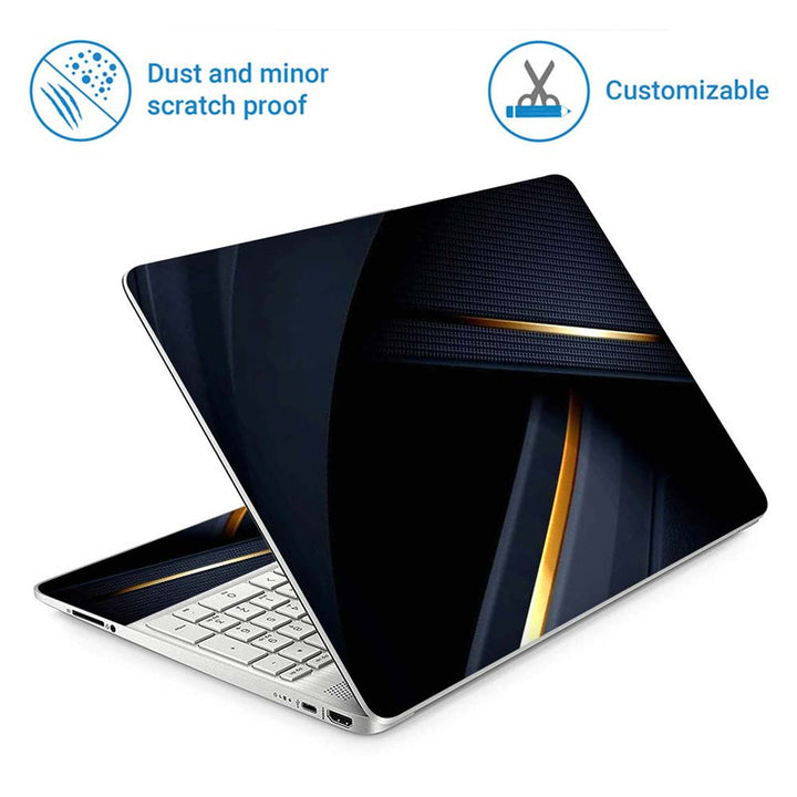 Full Panel Laptop Skin - Black Golden Flash Art