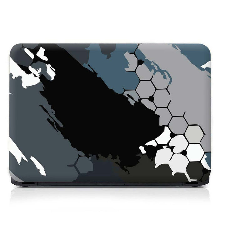 Full Panel Laptop Skin - Black Grey Honeycomb Art