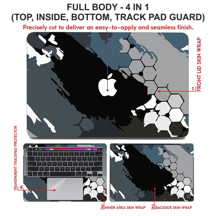 Laptop Skin for Apple MacBook - Black Grey Honeycomb Art - SkinsLegend