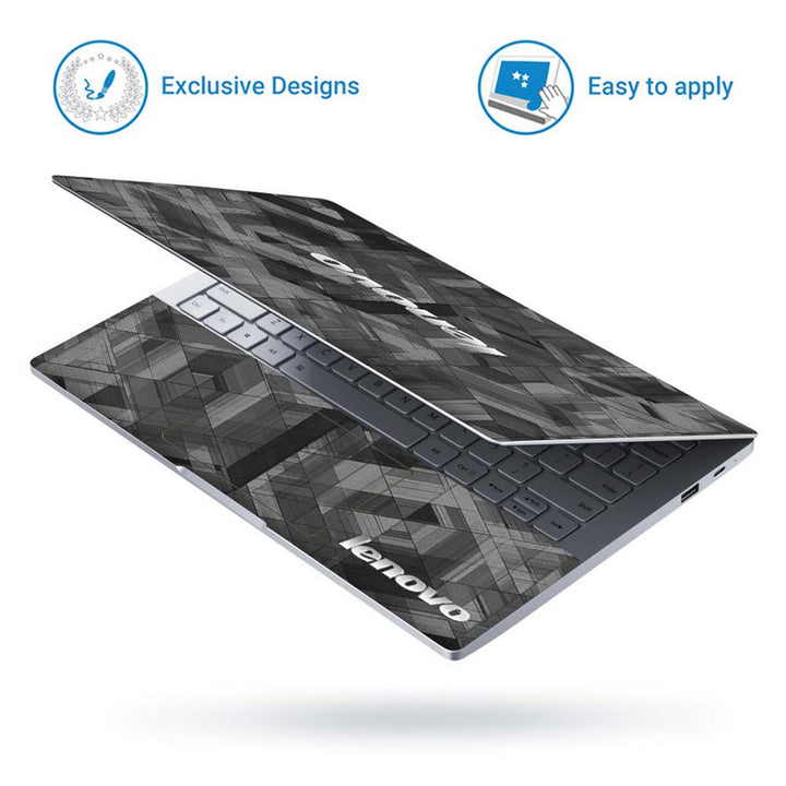 Full Panel Laptop Skin - Black Grey Mesh Lenovo