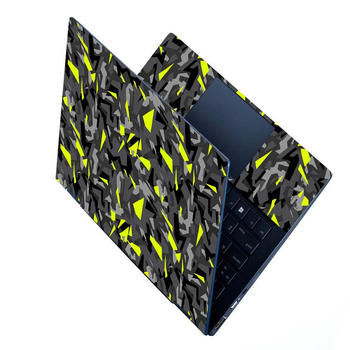 Full Panel Laptop Skin - Black Grey Yellow Sparkle