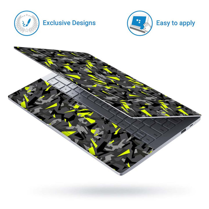 Full Panel Laptop Skin - Black Grey Yellow Sparkle