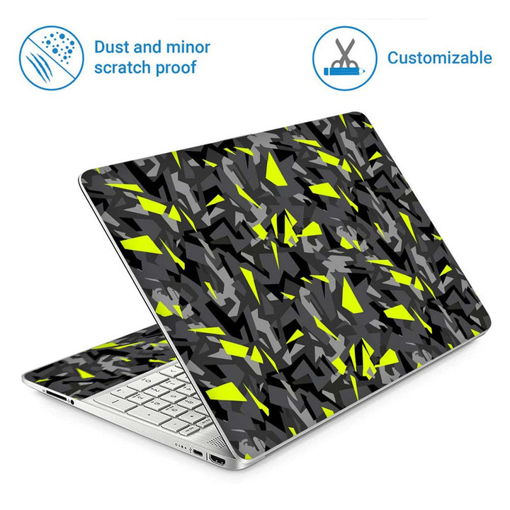 Full Panel Laptop Skin - Black Grey Yellow Sparkle