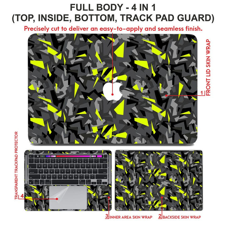 Laptop Skin for Apple MacBook - Black Grey Yellow Sparkle - SkinsLegend