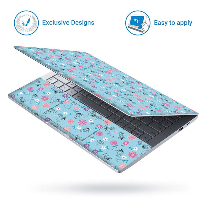 Full Panel Laptop Skin - Black Honey Floral