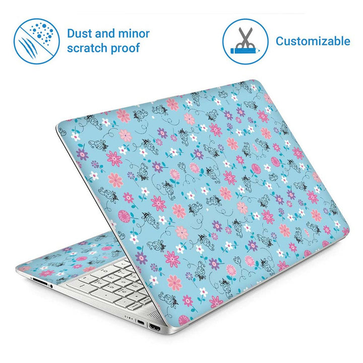 Full Panel Laptop Skin - Black Honey Floral