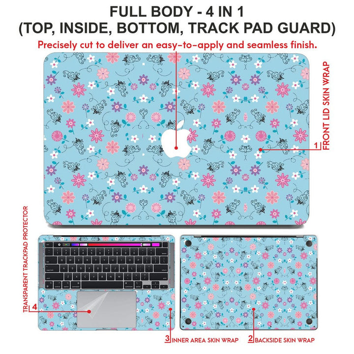 Laptop Skin for Apple MacBook - Black Honey Multy Floral - SkinsLegend