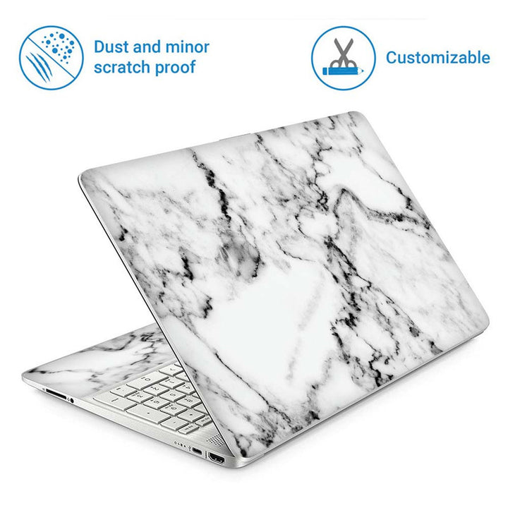 Full Panel Laptop Skin - Black Liner Marble Design