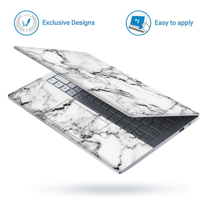 Full Panel Laptop Skin - Black Liner Marble Design