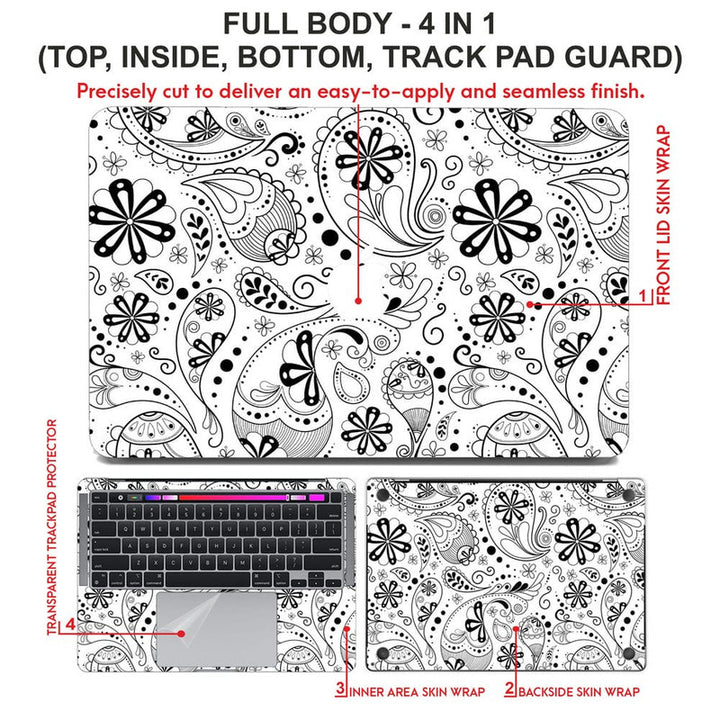 Laptop Skin for Apple MacBook - Black Paisley - SkinsLegend