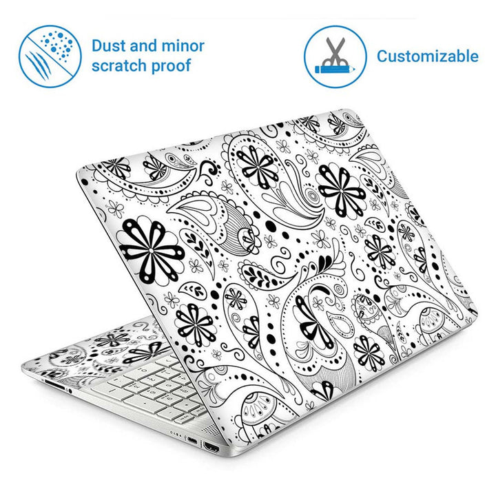 Full Panel Laptop Skin - Black Paisley