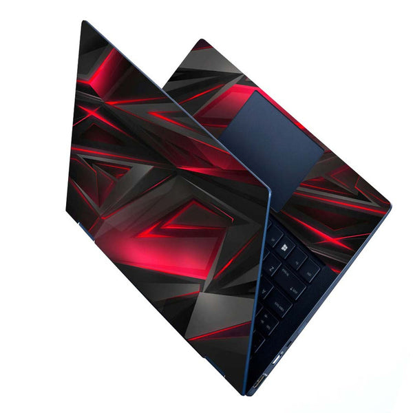 Full Panel Laptop Skin - Black Red 3D Pattern