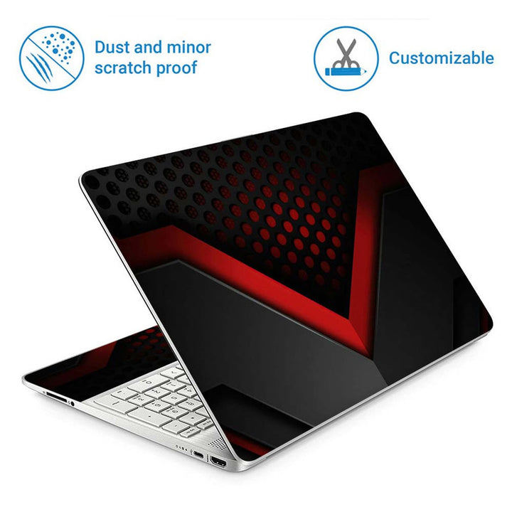 Full Panel Laptop Skin - Black Red Net Hole